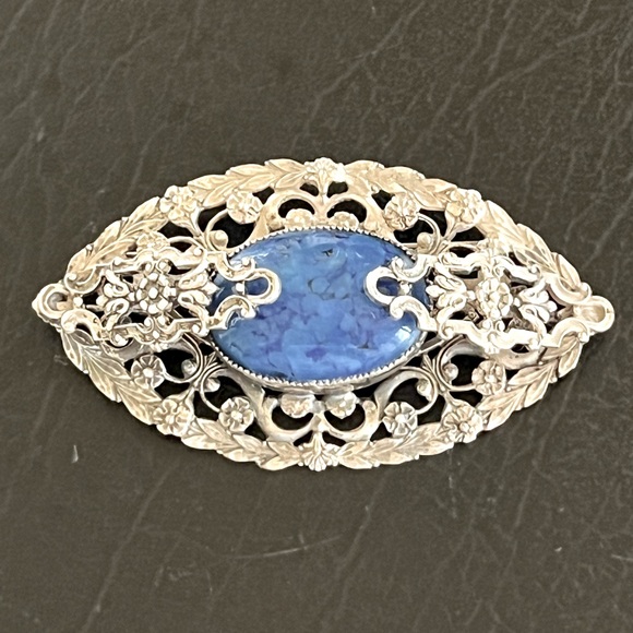 Vintage Sterling Silver stone brooch - Picture 1 of 6